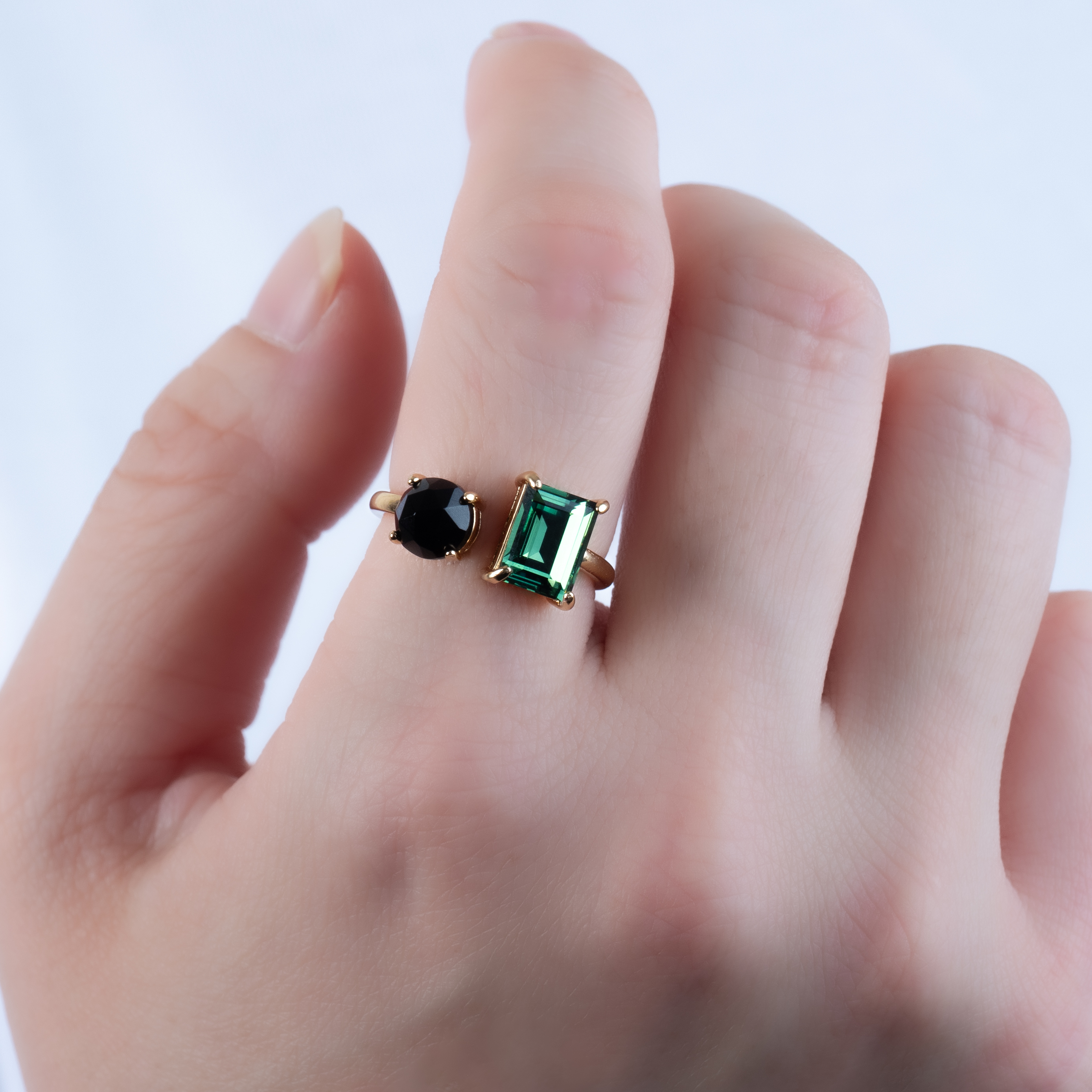 モスグリーン×ブラックオニキス　リング